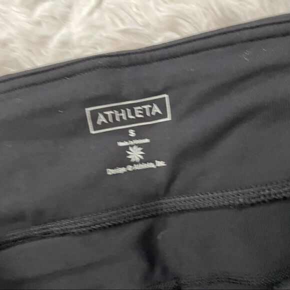 ATHLETA SUPPLEX LYCRA STRETCHY FLARED CAPRIS‎ LEGGINGS/ YOGA BLACK SZ small - Picture 3 of 11